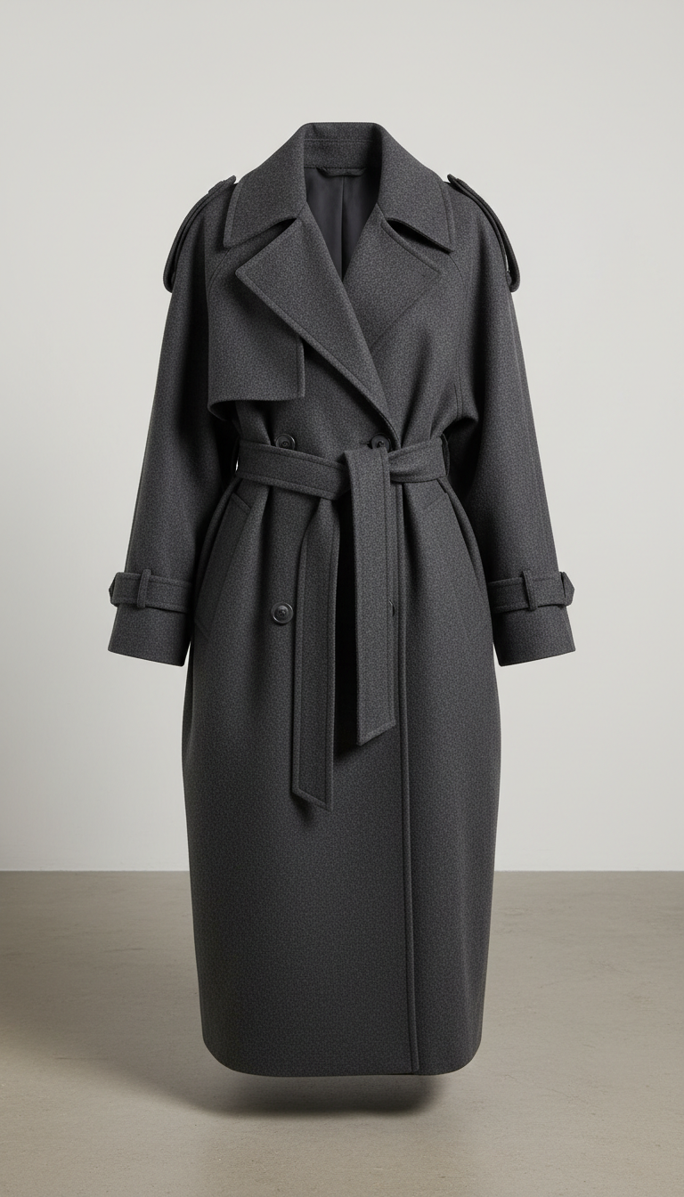 Oversized Graphite Grey Trench Coat